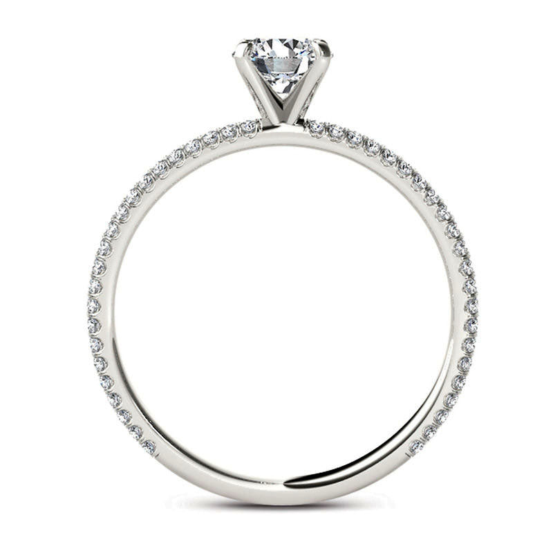 0.75 CT. T.W. Natural Diamond Double Row Engagement Ring in Solid 14K White Gold
