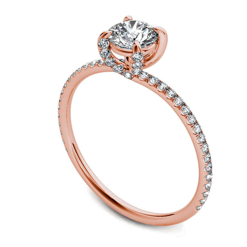 0.75 CT. T.W. Natural Diamond Engagement Ring in Solid 14K Rose Gold