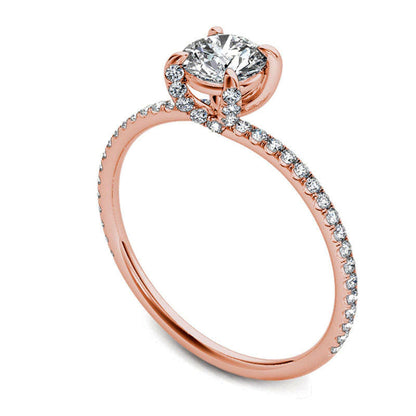 0.75 CT. T.W. Natural Diamond Engagement Ring in Solid 14K Rose Gold