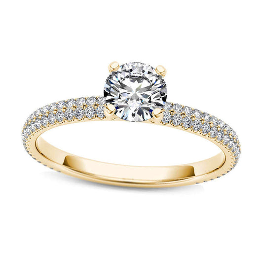 0.75 CT. T.W. Natural Diamond Double Row Engagement Ring in Solid 14K Gold