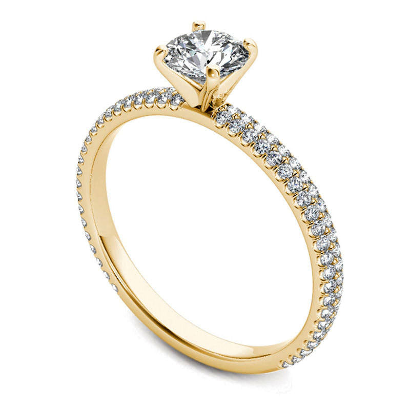 0.75 CT. T.W. Natural Diamond Double Row Engagement Ring in Solid 14K Gold