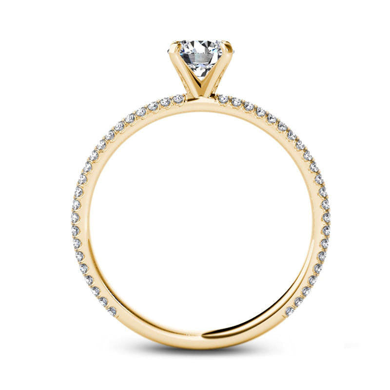 0.75 CT. T.W. Natural Diamond Double Row Engagement Ring in Solid 14K Gold