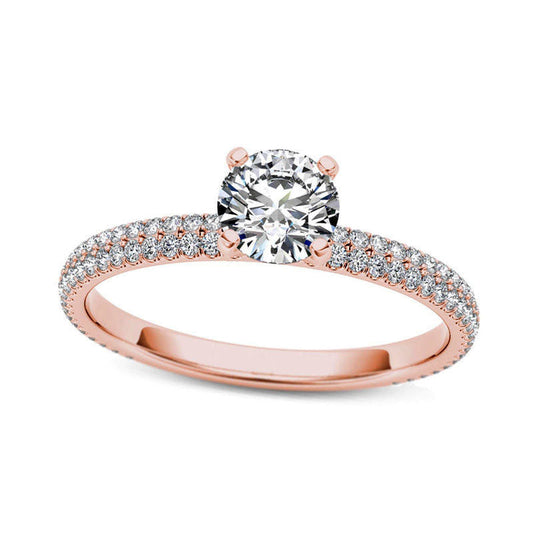 0.75 CT. T.W. Natural Diamond Double Row Engagement Ring in Solid 14K Rose Gold