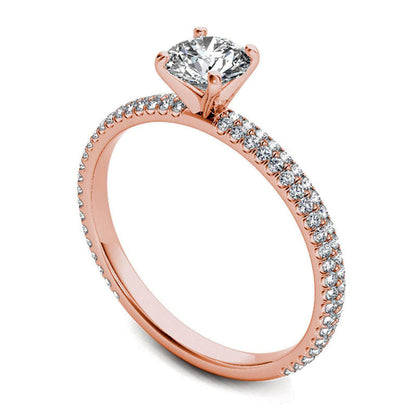 0.75 CT. T.W. Natural Diamond Double Row Engagement Ring in Solid 14K Rose Gold