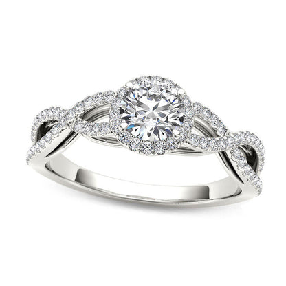 0.75 CT. T.W. Natural Diamond Frame Twist Engagement Ring in Solid 14K White Gold