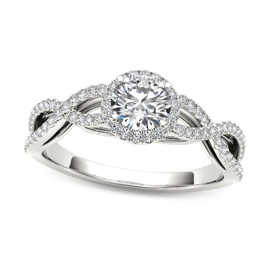 0.75 CT. T.W. Natural Diamond Frame Twist Engagement Ring in Solid 14K White Gold