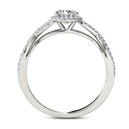0.75 CT. T.W. Natural Diamond Frame Twist Engagement Ring in Solid 14K White Gold