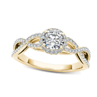 0.75 CT. T.W. Natural Diamond Frame Twist Engagement Ring in Solid 14K Gold