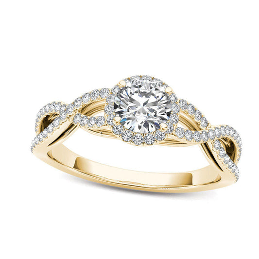 0.75 CT. T.W. Natural Diamond Frame Twist Engagement Ring in Solid 14K Gold