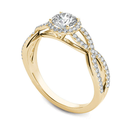 0.75 CT. T.W. Natural Diamond Frame Twist Engagement Ring in Solid 14K Gold