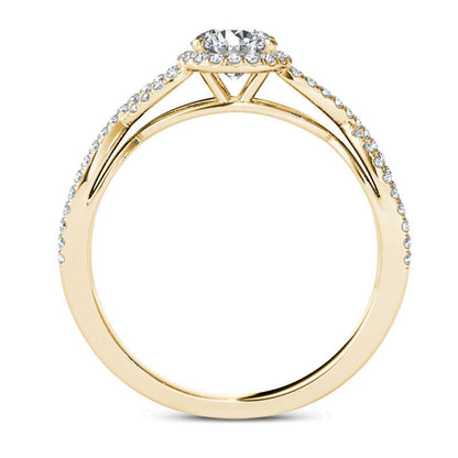 0.75 CT. T.W. Natural Diamond Frame Twist Engagement Ring in Solid 14K Gold