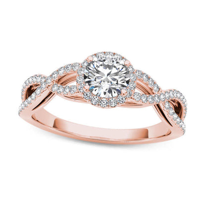 0.75 CT. T.W. Natural Diamond Frame Twist Engagement Ring in Solid 14K Rose Gold