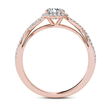 0.75 CT. T.W. Natural Diamond Frame Twist Engagement Ring in Solid 14K Rose Gold