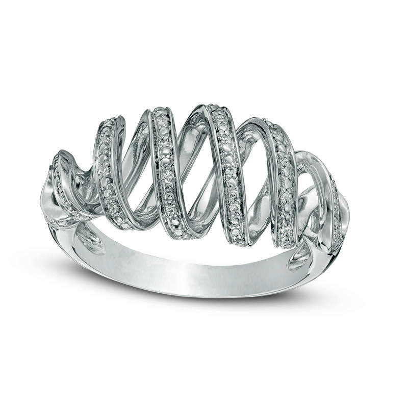 0.10 CT. T.W. Natural Diamond Double Spiral Ring in Sterling Silver