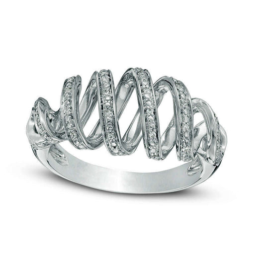 0.10 CT. T.W. Natural Diamond Double Spiral Ring in Sterling Silver