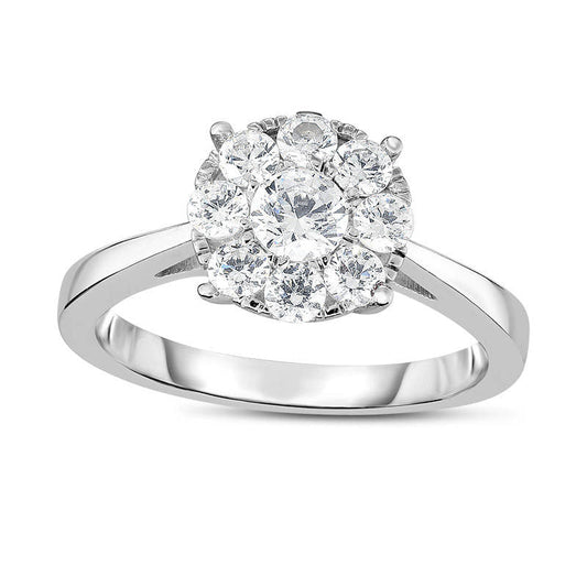 0.75 CT. T.W. Natural Diamond Frame Engagement Ring in Solid 14K White Gold
