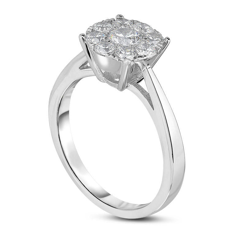 0.75 CT. T.W. Natural Diamond Frame Engagement Ring in Solid 14K White Gold