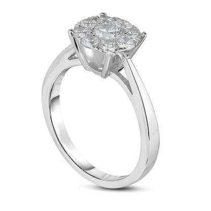 0.75 CT. T.W. Natural Diamond Frame Engagement Ring in Solid 14K White Gold