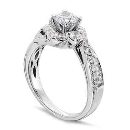 1.25 CT. T.W. Natural Diamond Frame Bypass Engagement Ring in Solid 14K White Gold