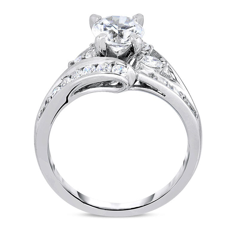 1.75 CT. T.W. Natural Diamond Split Bypass Shank Engagement Ring in Solid 14K White Gold