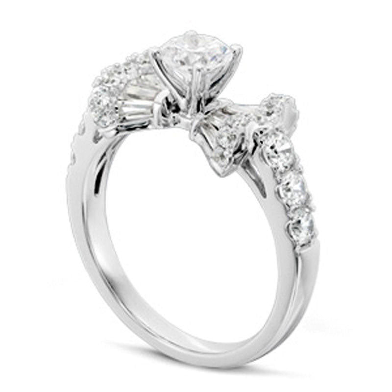 1.5 CT. T.W. Natural Diamond Bow Tie Engagement Ring in Solid 14K White Gold