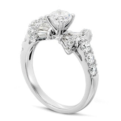 1.5 CT. T.W. Natural Diamond Bow Tie Engagement Ring in Solid 14K White Gold