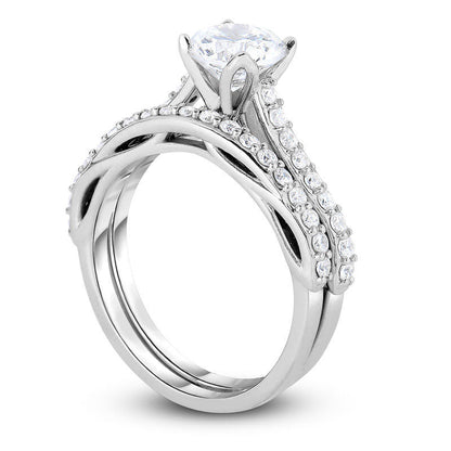 1.5 CT. T.W. Natural Diamond Bridal Engagement Ring Set in Solid 14K White Gold