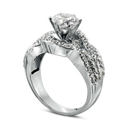 1.75 CT. T.W. Natural Diamond Woven Engagement Ring in Solid 14K White Gold