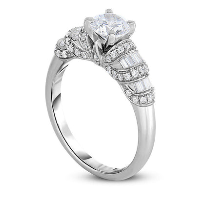 1.25 CT. T.W. Natural Diamond Collar Multi-Row Engagement Ring in Solid 14K White Gold
