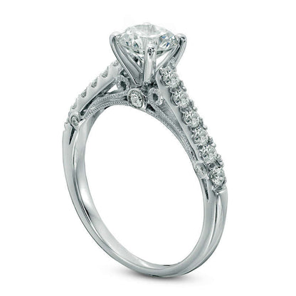 1.17 CT. T.W. Natural Diamond Engagement Ring in Solid 14K White Gold