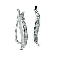 Diamond Accent S" Shaped Crawler Earrings in Sterling Silver"