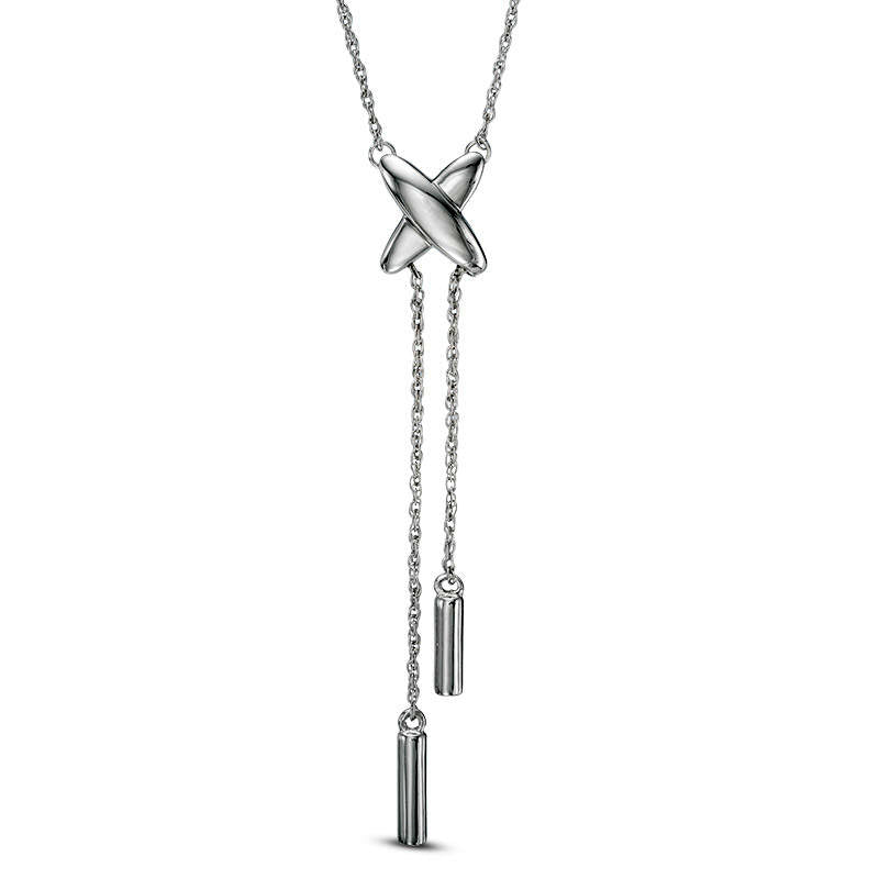 Lariat-Style X" Necklace in 10K White Gold"