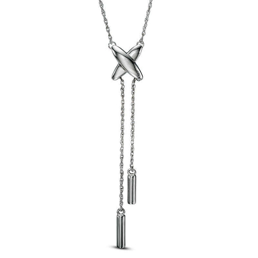 Lariat-Style X" Necklace in 10K White Gold"