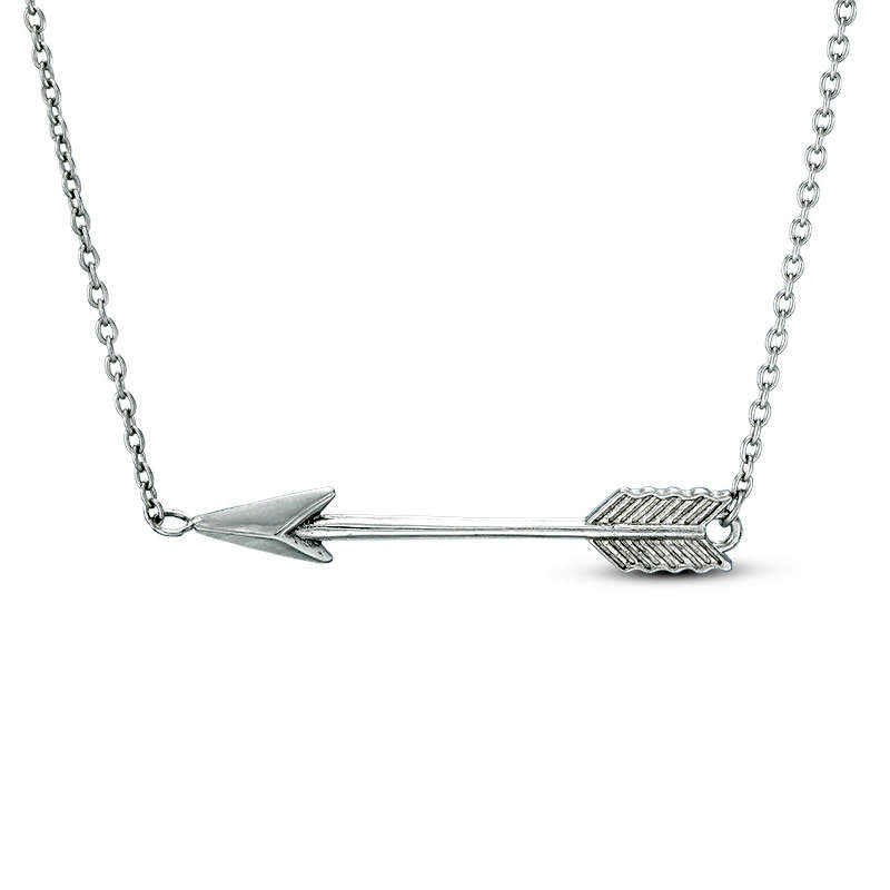 Sideways Arrow Necklace in 14K White Gold