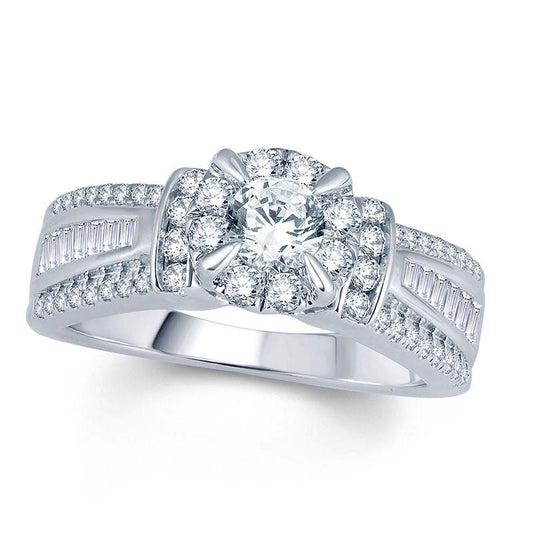 1.0 CT. T.W. Natural Diamond Frame Collar Engagement Ring in Solid 10K White Gold