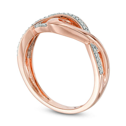 0.10 CT. T.W. Natural Diamond Split Twist Ring in Solid 10K Rose Gold