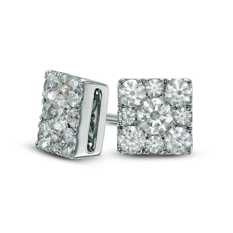 1 CT. T.W. Composite Diamond Square Stud Earrings in 10K White Gold