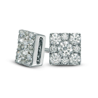 1 CT. T.W. Composite Diamond Square Stud Earrings in 10K White Gold