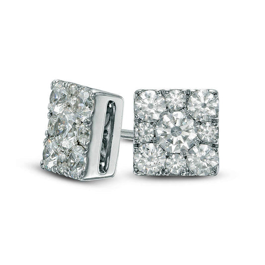 1 CT. T.W. Composite Diamond Square Stud Earrings in 10K White Gold