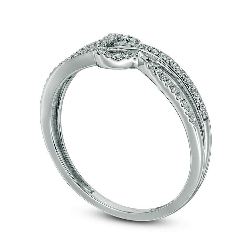 0.13 CT. T.W. Natural Diamond Heart Split Shank Ring in Sterling Silver