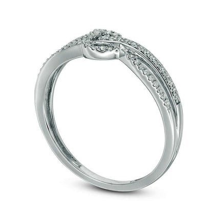 0.13 CT. T.W. Natural Diamond Heart Split Shank Ring in Sterling Silver