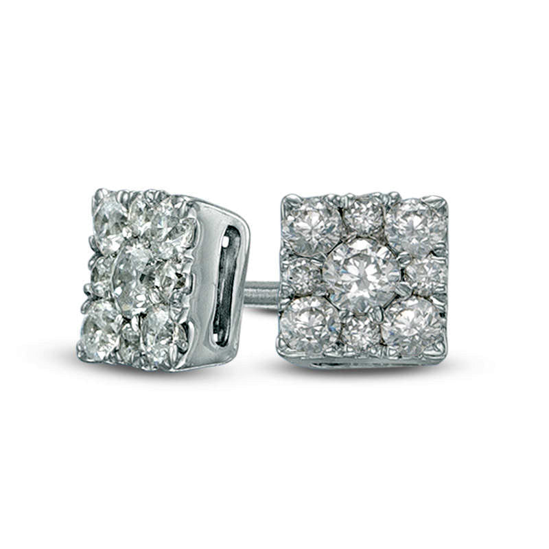 0.25 CT. T.W. Composite Diamond Square Stud Earrings in 10K White Gold