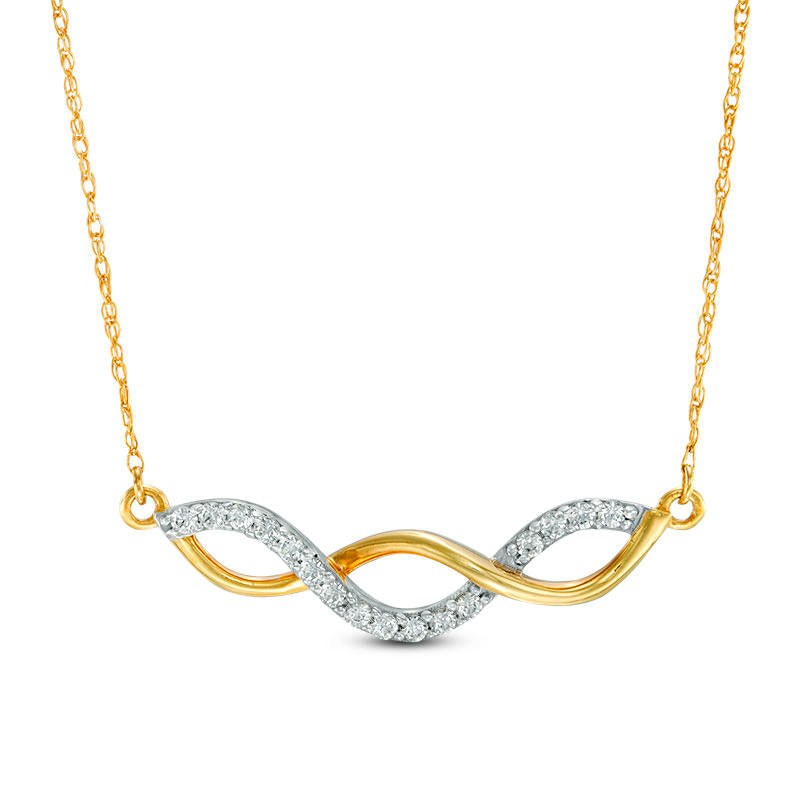 0.17 CT. T.W. Natural Diamond Twist Necklace in 10K Yellow Gold