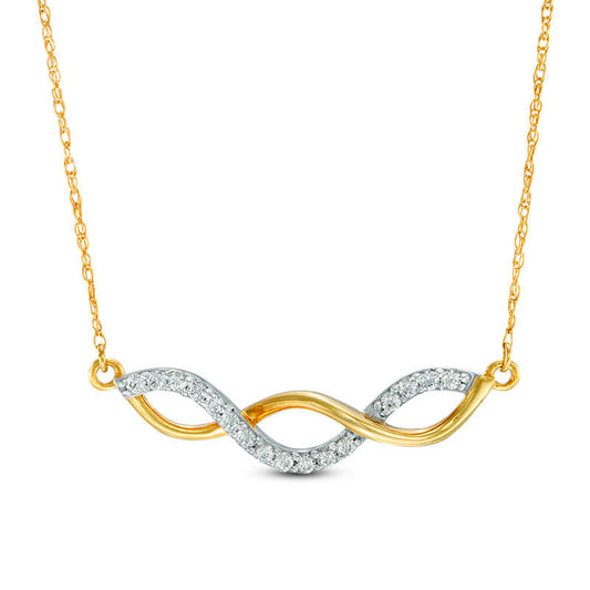 0.17 CT. T.W. Natural Diamond Twist Necklace in 10K Yellow Gold