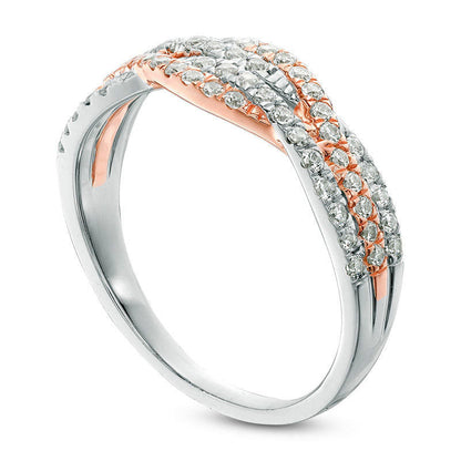 0.50 CT. T.W. Natural Diamond Woven Band in Solid 10K Two-Tone Gold