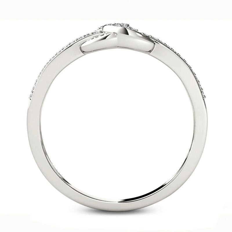 0.13 CT. T.W. Natural Diamond Interlocking Circles Ring in Solid 10K White Gold