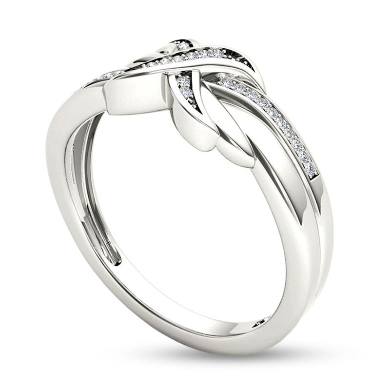 0.07 CT. T.W. Natural Diamond X Ring in Solid 10K White Gold