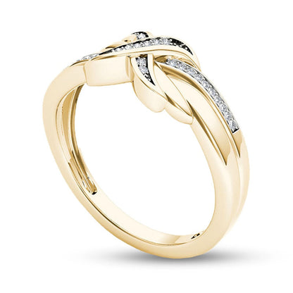 0.07 CT. T.W. Natural Diamond X Ring in Solid 10K Yellow Gold
