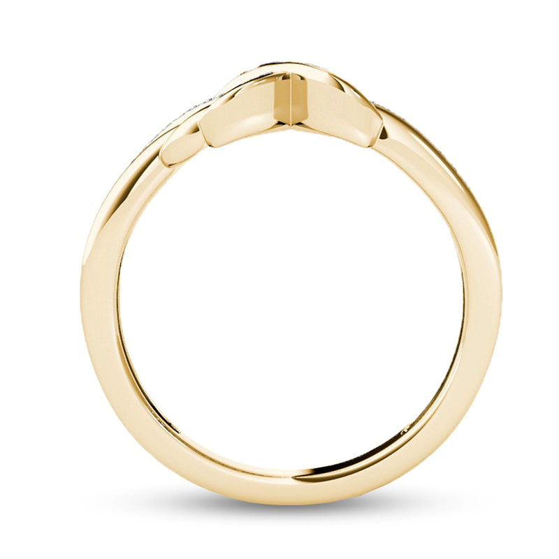 0.07 CT. T.W. Natural Diamond X Ring in Solid 10K Yellow Gold