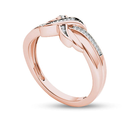0.07 CT. T.W. Natural Diamond X Ring in Solid 10K Rose Gold